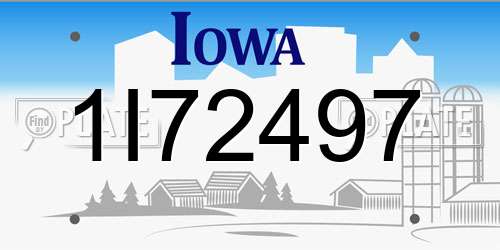 1I72497 Iowa License Plate