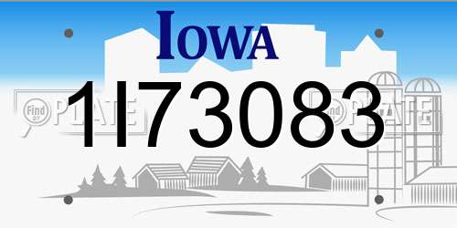1I73083 Iowa License Plate