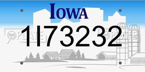 1I73232 Iowa License Plate