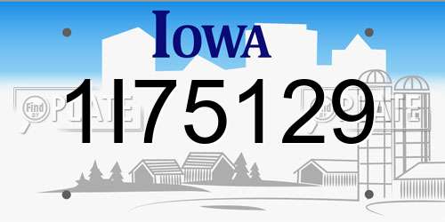 1I75129 Iowa License Plate