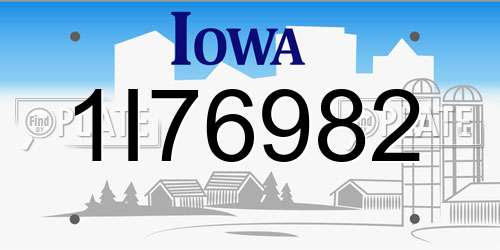 1I76982 Iowa License Plate