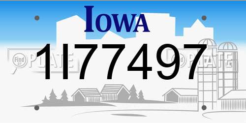 1I77497 Iowa License Plate