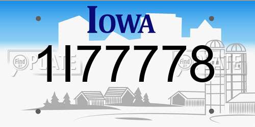 1I77778 Iowa License Plate