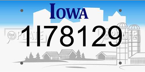 1I78129 Iowa License Plate
