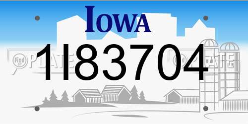 1I83704 Iowa License Plate