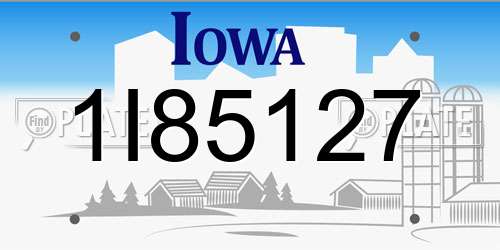 1I85127 Iowa License Plate