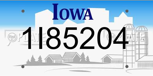1I85204 Iowa License Plate