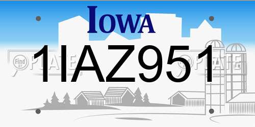1IAZ951 Iowa License Plate