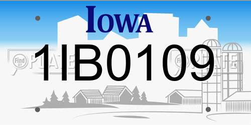 1IB0109 Iowa License Plate