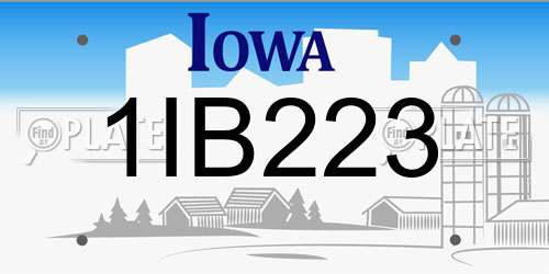 1IB223 Iowa License Plate