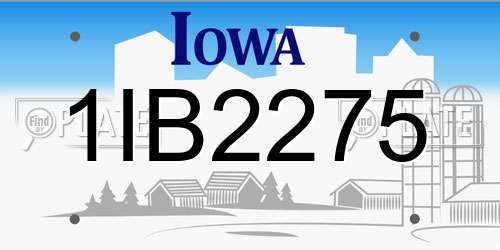 1IB2275 Iowa License Plate