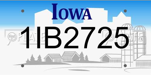 1IB2725 Iowa License Plate