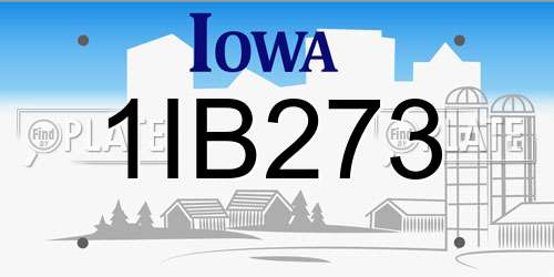 1IB273 Iowa License Plate