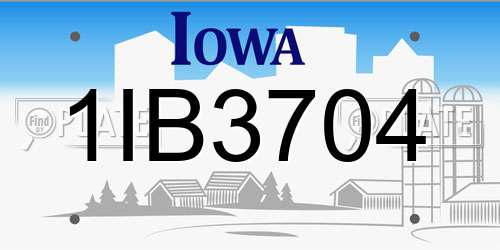 1IB3704 Iowa License Plate