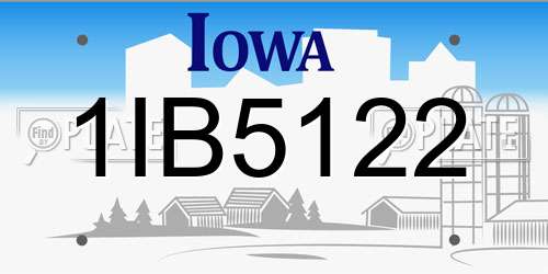1IB5122 Iowa License Plate