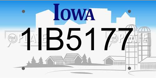 1IB5177 Iowa License Plate
