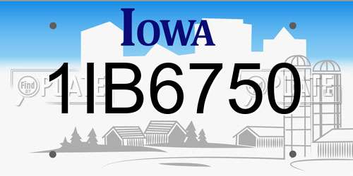 1IB6750 Iowa License Plate
