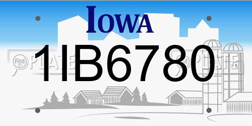 1IB6780 Iowa License Plate