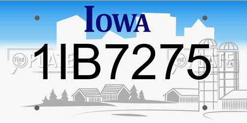 1IB7275 Iowa License Plate
