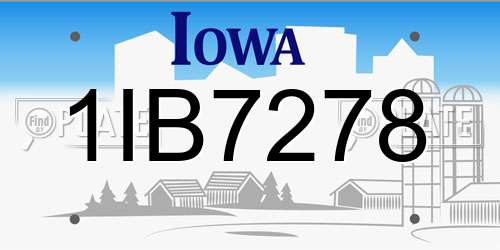 1IB7278 Iowa License Plate