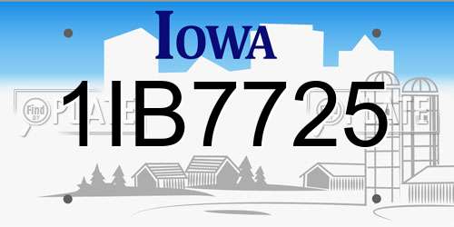 1IB7725 Iowa License Plate