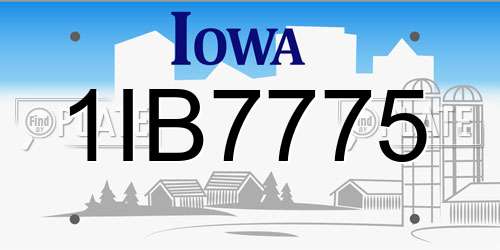 1IB7775 Iowa License Plate