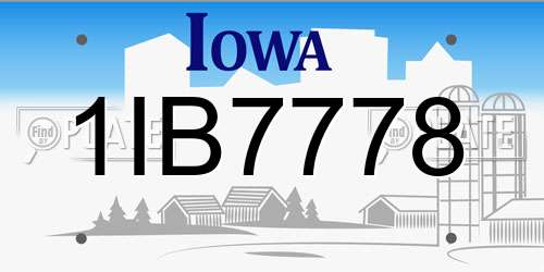 1IB7778 Iowa License Plate
