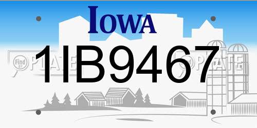 1IB9467 Iowa License Plate