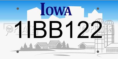 1IBB122 Iowa License Plate