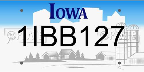 1IBB127 Iowa License Plate