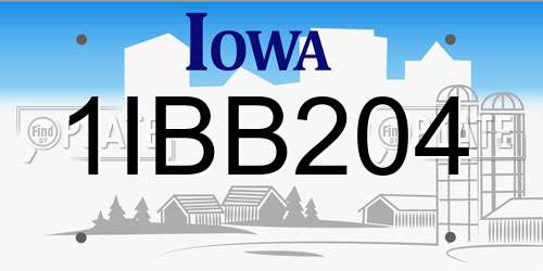 1IBB204 Iowa License Plate