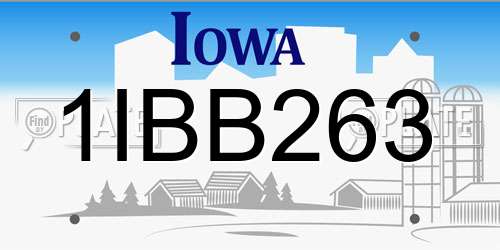 1IBB263 Iowa License Plate