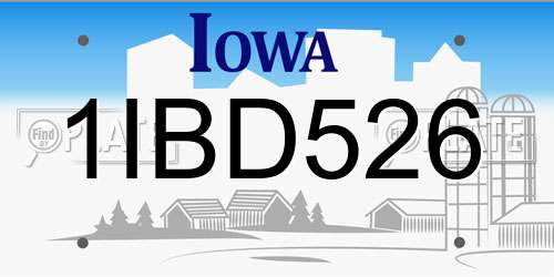 1IBD526 Iowa License Plate