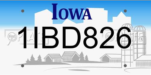 1IBD826 Iowa License Plate