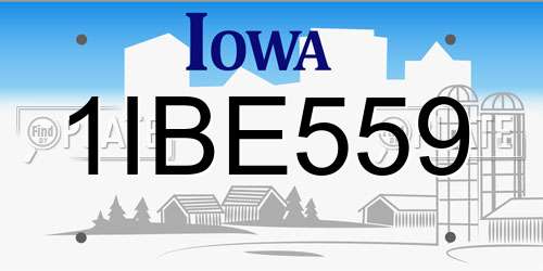 1IBE559 Iowa License Plate