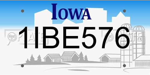 1IBE576 Iowa License Plate