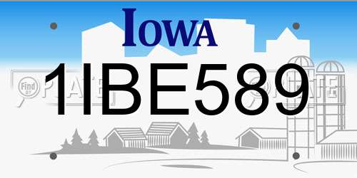 1IBE589 Iowa License Plate