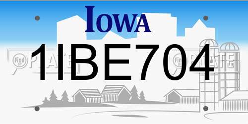 1IBE704 Iowa License Plate