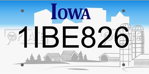 1IBE826 Iowa License Plate