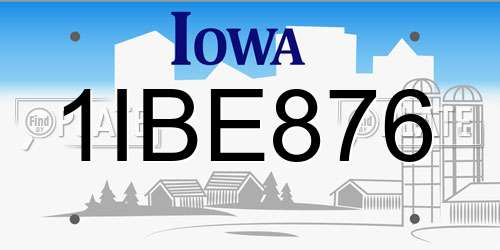 1IBE876 Iowa License Plate