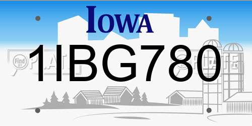 1IBG780 Iowa License Plate