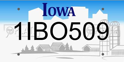 1IBO509 Iowa License Plate