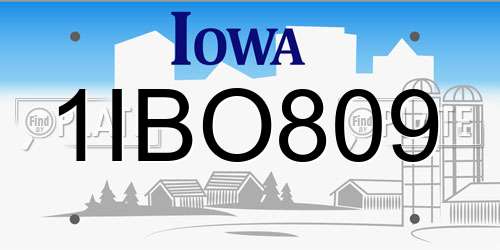 1IBO809 Iowa License Plate