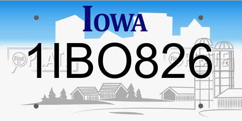 1IBO826 Iowa License Plate