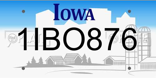1IBO876 Iowa License Plate