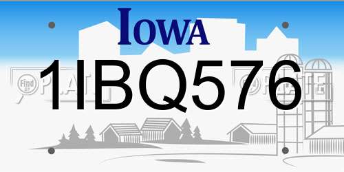 1IBQ576 Iowa License Plate