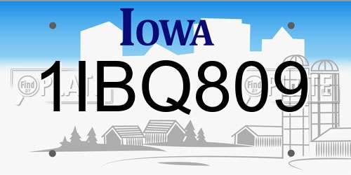 1IBQ809 Iowa License Plate