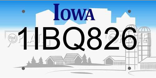 1IBQ826 Iowa License Plate