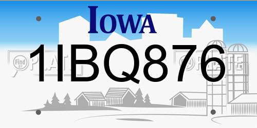 1IBQ876 Iowa License Plate
