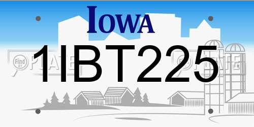 1IBT225 Iowa License Plate